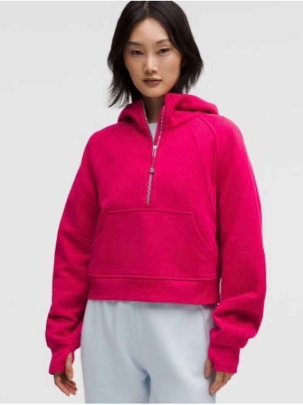 Lululemon Scuba Oversized Half Zip Hoodie Pink Dragonfruit Red M/L Cropped